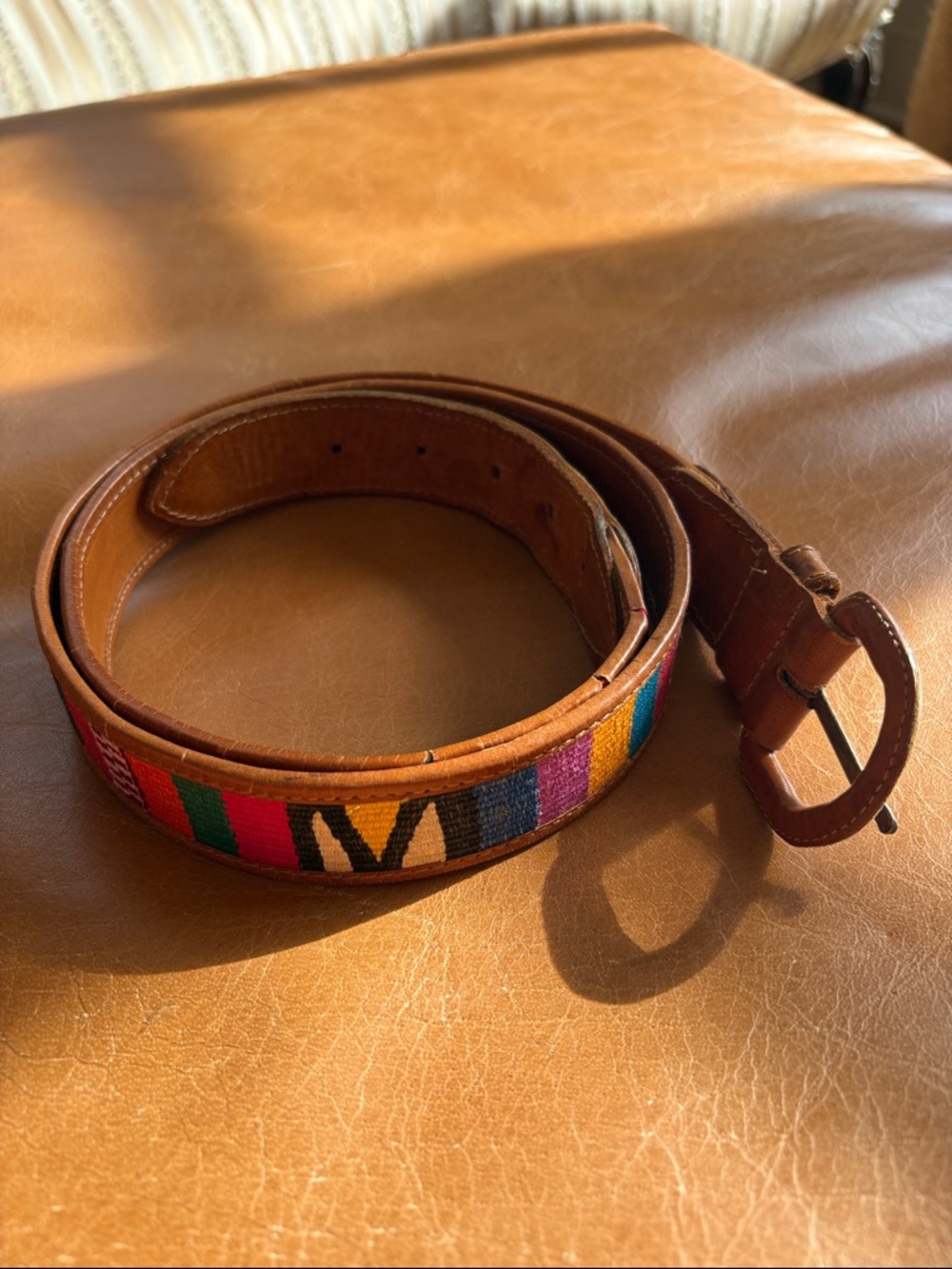 Colorful Woven Stripe Leather Belt